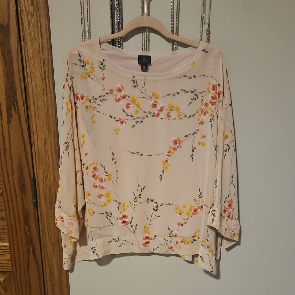 Worthington Light Pink Floral Boatneck Blouse